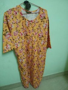 Yellow Floral Print popcorn Kurta