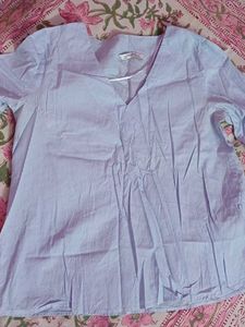 Light Blue Striped Bell Sleeve Top