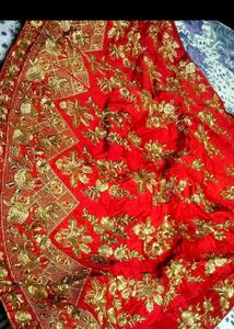 Red &amp; Gold Embellished Lehenga Choli