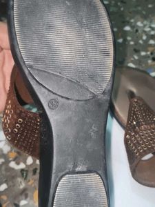 Sparkly Brown Wedge Sandals