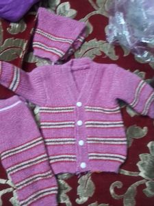 Cute Pink Baby Sweater Set