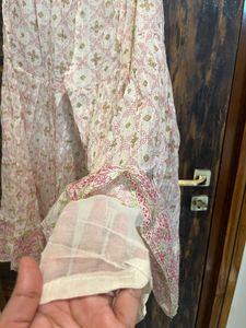 White Floral Embroidered Kurta and sharara