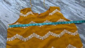 Yellow Kurta with White Embroidery