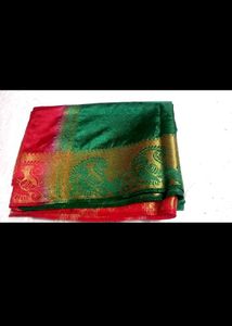 Green and Red Silk Saree