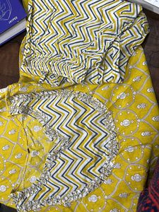 Yellow Printed Kurta Pant Set