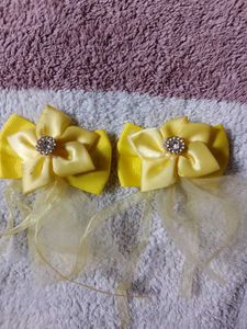 Yellow Bow Hair Clips& set of clips