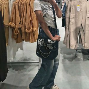 Unique Black Crossbody Bag with Chains