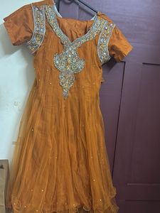 Stunning Orange Embellished anarkali set