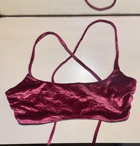 Magenta Velvet Bralette Top Cris Cros Back