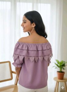 Cute Lavender Off-Shoulder Top