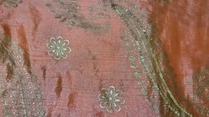 Elegant Peach Silk Saree with Golden Embroidery