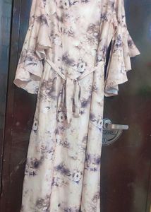 Cream &amp; Brown Printed Dress For 38 Bust