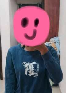 Blue Graphic Print Sweatshirt