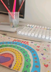 Personalized for neha Rainbow Pouch with Markers