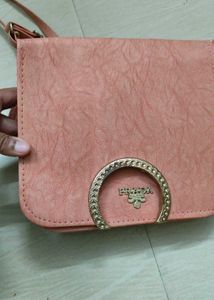 Chic Pink Crossbody Bag with Gold Accent
