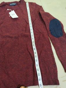 Men's Maroon Sweater with Elbow Patches