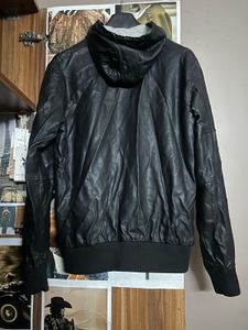 Men's Faux Leather Hooded Jacket