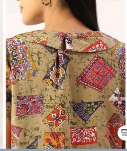 Boho Print Tie-Neck Top