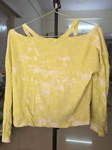 Yellow Tie-Dye Twist Front Top