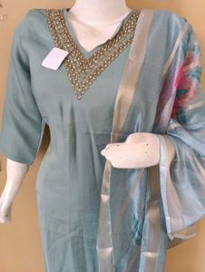 Silk Kurti Pant Dupatta Set