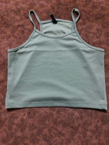 Solid Teal Spaghetti Strap Crop Top