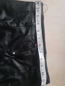 Black Faux Leather Flared Pants Women