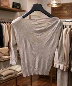 Elegant Beige Boat Neck Sweater