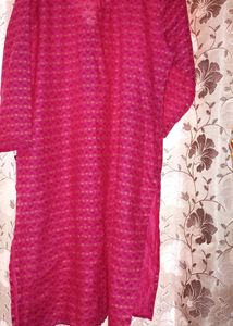 pink Printed Cotton Kurthi