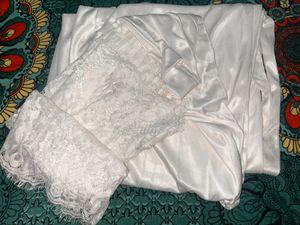 Satin Robe with Lace Sleeves