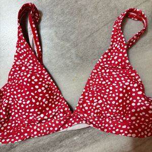 Red &amp; White Polka Dot Bikini Top