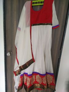 Georgette white dress with dupatta