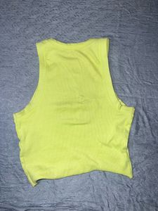 Bright Yellow Graphic Crop Tank Top