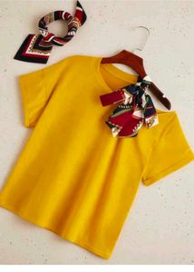 Yellow T-Shirt with Scarf Detail