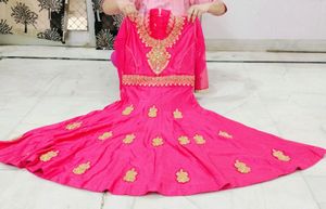 3 piece set ,Stunning Pink Anarkali Dress