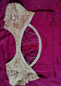 creap silk banarasi weaving saree with stone