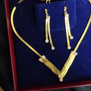 Gold Tone Omega "Choker" Necklace With Channel Set