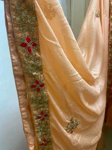Peach Embroidered Kurta Set with dupatta