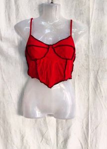5629. Red Corset Style Cropped Top