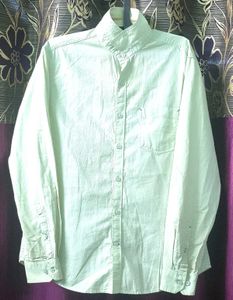 Men's Light cream Band Collar Shirt