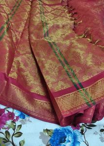 Red Banarasi silk duppata