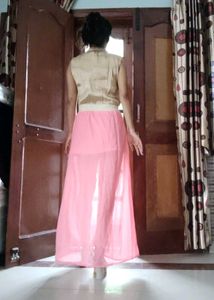 Elegant Pink Palazzo Pants with Golden Top
