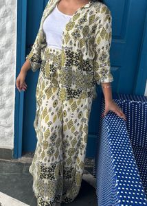 Bohemian Print Kimono Style Kurta and Palazzo Set