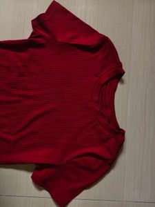 Wine Red Fitted Basic Tee