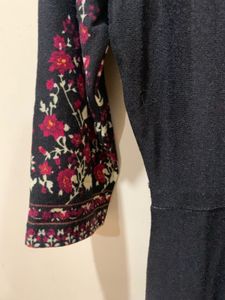 Black Floral Lace Neckline Dress