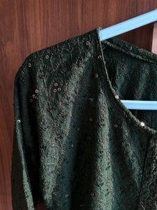 Dark Green Kurta with sequin design
