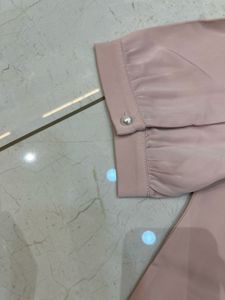 Elegant Pink Short Sleeve Blouse