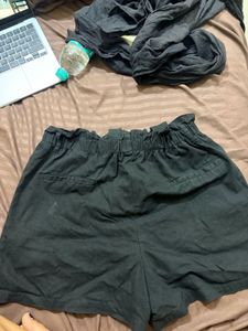 Black High-Waisted Paperbag Shorts