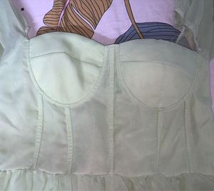 Light Green Puff Sleeve Corset Dress