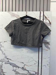 H&M Grey Cropped T-Shirt, L Size- 38