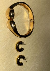 Golden Bracelet &amp; Hoop earrings ComboSet